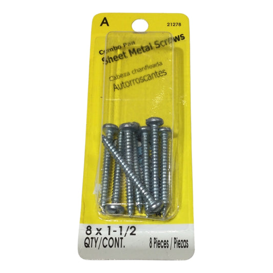 TORNILLO PARA LAMINA COMBO PAN HEAD ZINCADO #8 x 1-1/2 PULGADAS
