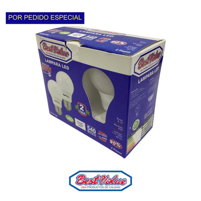 BOMBILLO LED 6 WATTS  6400K E27 CAJA DE 2 BEST VALUE