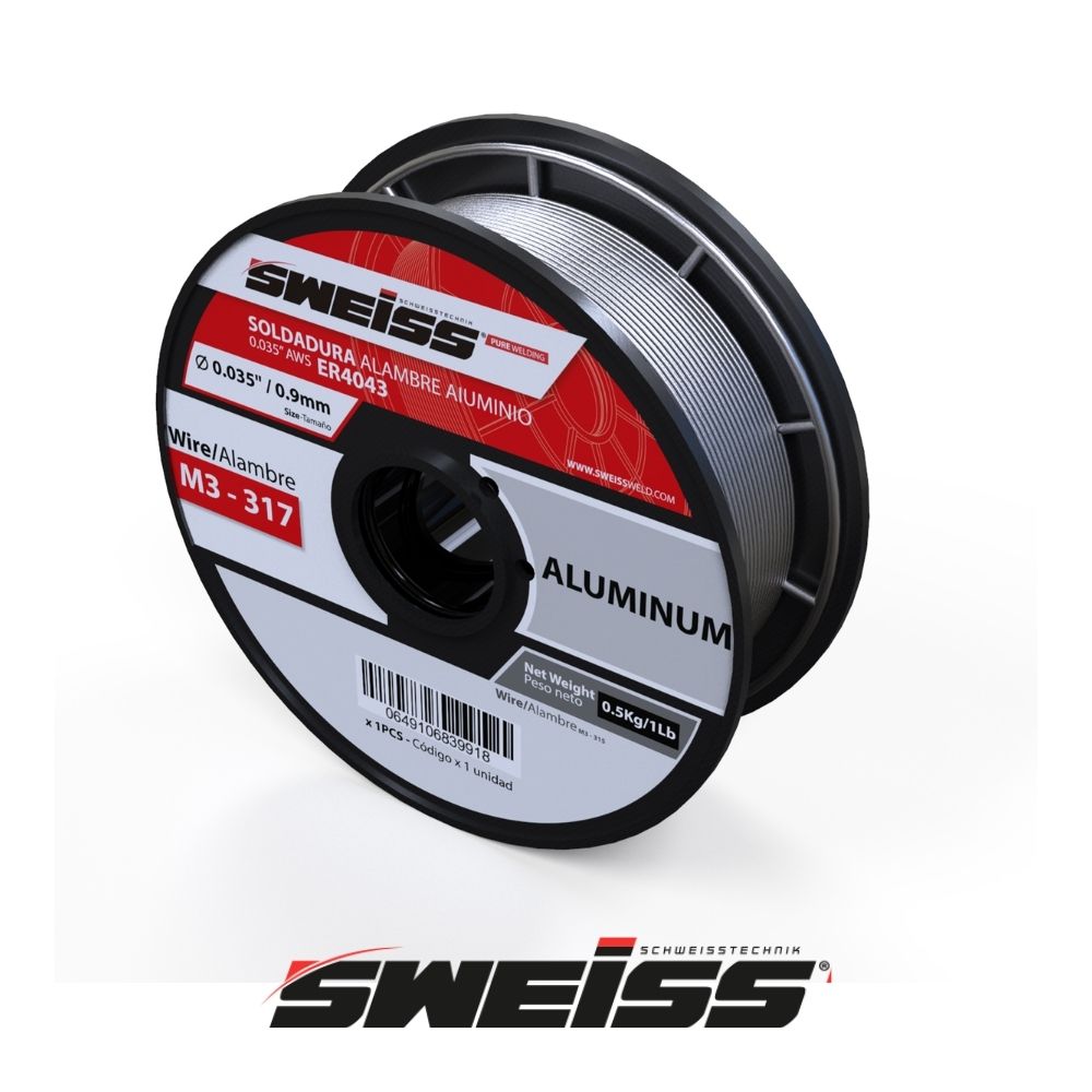SOLDADURA MIG ALAMBRE ALUMINIO 0.035 PULGADAS AWS ER4043 (0,5KG) SWEISS