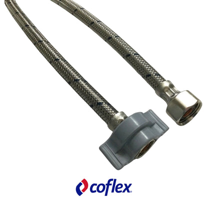 TUBO DE ABASTO PARA FREGADOR /LAVAMANOS 3/8 IN X 1/2 IN FIP X 16 IN DE ACERO INOXIDABLE COFLEX