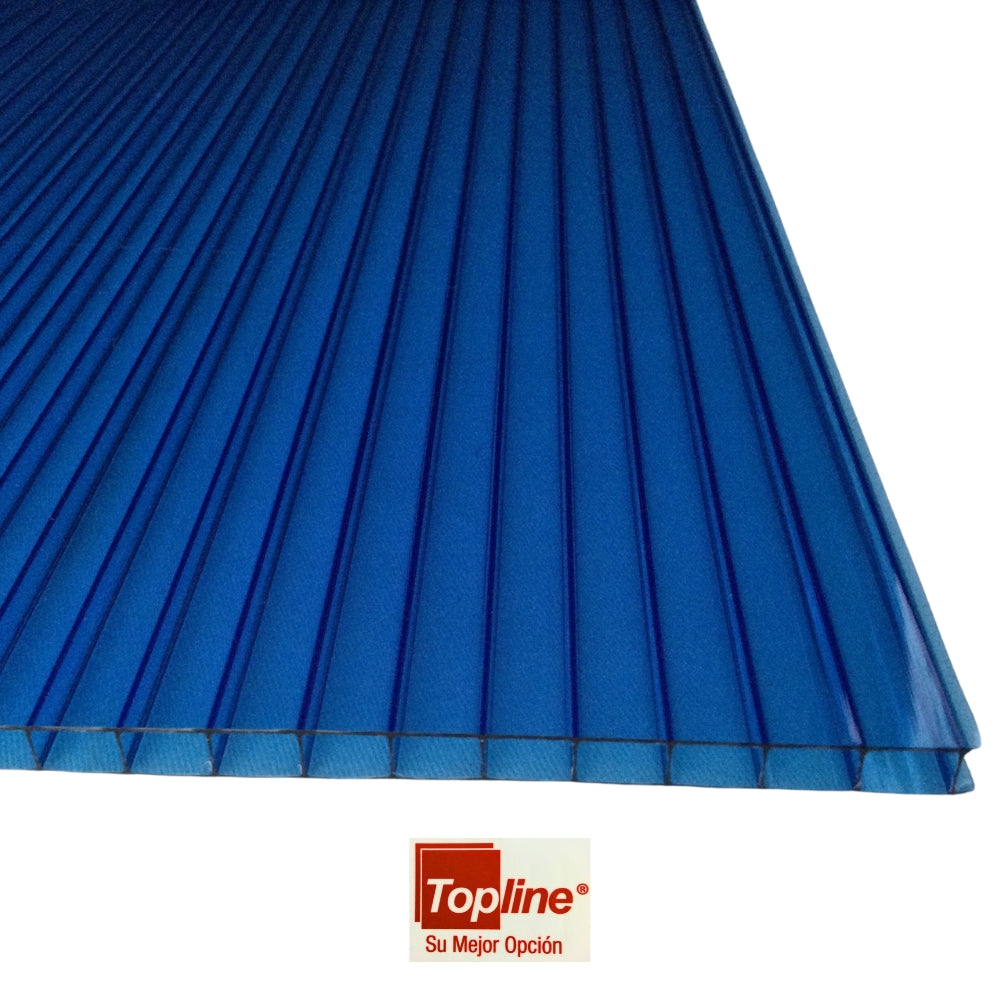 LAMINA DE POLICARBONATO ALVEOLAR 4 PIES X 10 PIES X 8mm AZUL