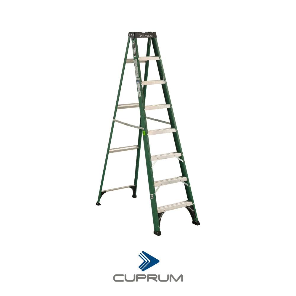 ESCALERA TIJERA USO PROFESIONAL TIPO II FIBRA VIDRIO 8 PIES 175 KG C-3217-08 CUPRUM