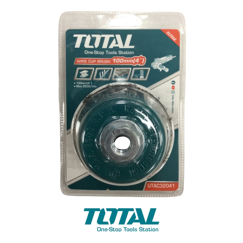 CEPILLO TRENZADO COPA DE 4 PULGADAS ROSCA 5/8 PULGADAS-11 UNC ALAMBRE 0.5mm TOTAL UTAC32041