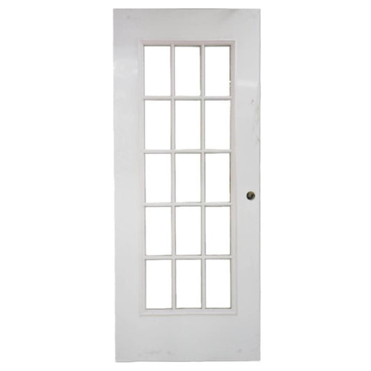 PUERTA DE METAL CON BASTIDOR DE MADERA 15 VIDRIOS 3 PIES X 7 PIES BLANCA METALPRO