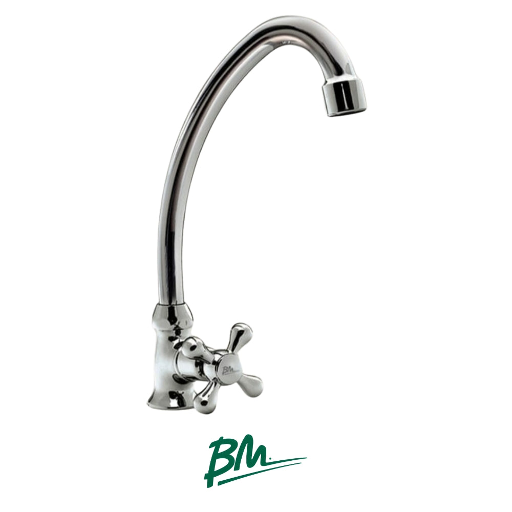 LLAVE DE FREGADOR CUELLO DE CISNE LARGO ACABADO CROMADO SEVILLA BM-31005