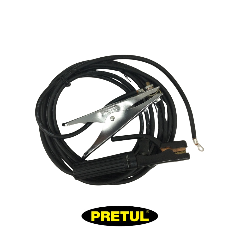 JUEGO DE PORTA ELECTRODO Y PINZA P/SOLDAR CON CABLES PRETUL