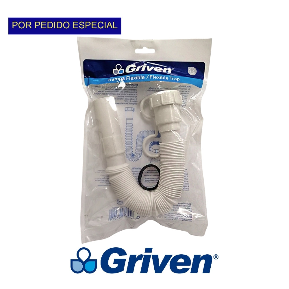 TRAMPA FLEXIBLE PARA LAVAMANO 1-1/4 PULGADAS GRIVEN A367-MP003