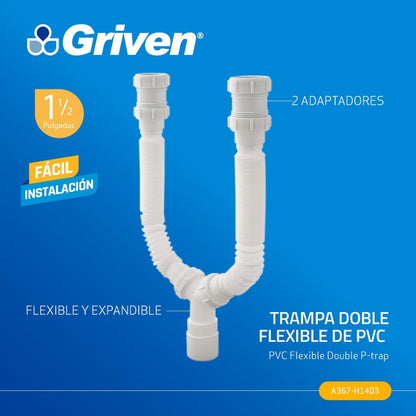 TRAMPA DOBLE FLEXIBLE DE PVC 1-1/2 PULGADAS GRIVEN A367-H1403