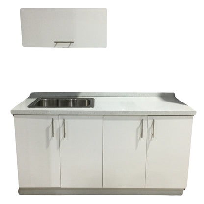 MUEBLE DE COCINA CON FREGADOR Y GABINETE AEREOS COLOR BLANCO YKL-CG-06/TH2242 IZQUIERDO 1.60M