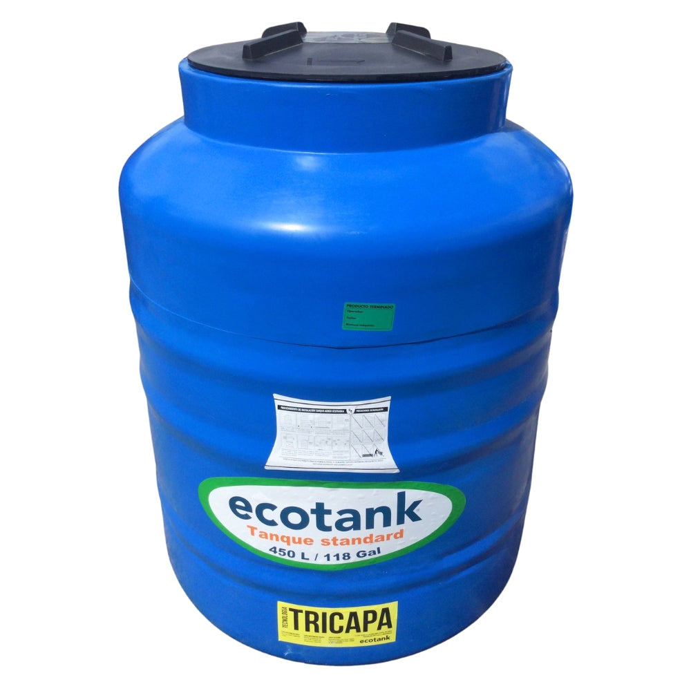 TANQUE RESERVA DE AGUA  ECOTANK 450LTS (118 GL) TRICAPA AZUL