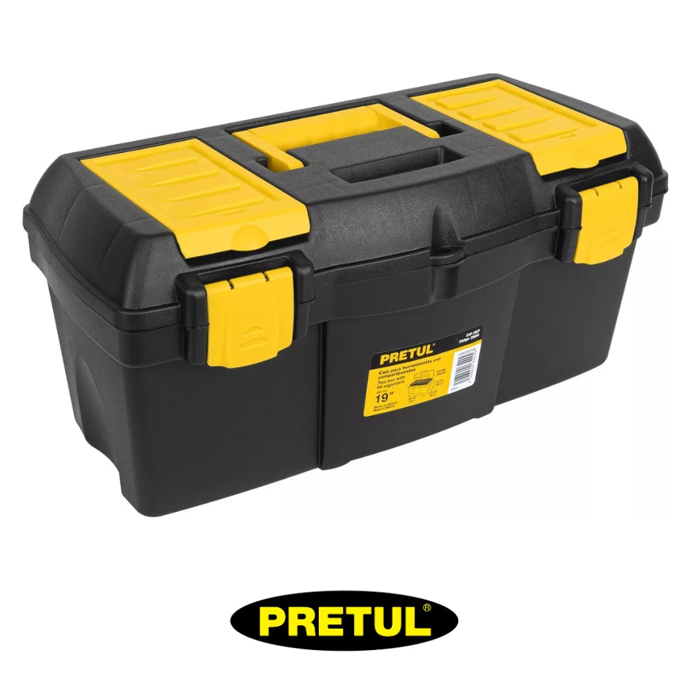 CAJA DE HERRAMIENTA NEGRO/AMARILLO PRETUL 19 PULGADAS