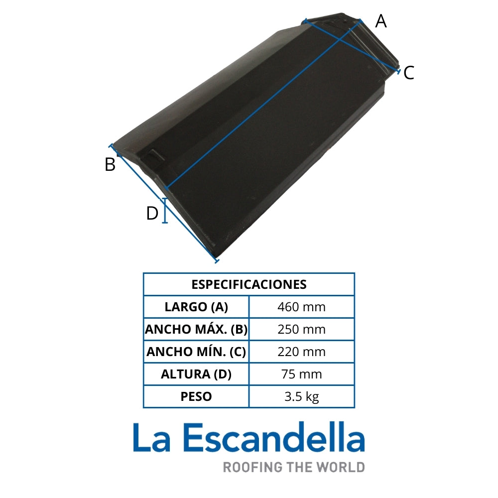 CUMBRERA  PLANUM ANGULAR PIZARRA KLINKER ESCANDELLA Q120PK