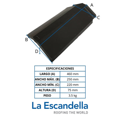 CUMBRERA  PLANUM ANGULAR PIZARRA KLINKER ESCANDELLA Q120PK