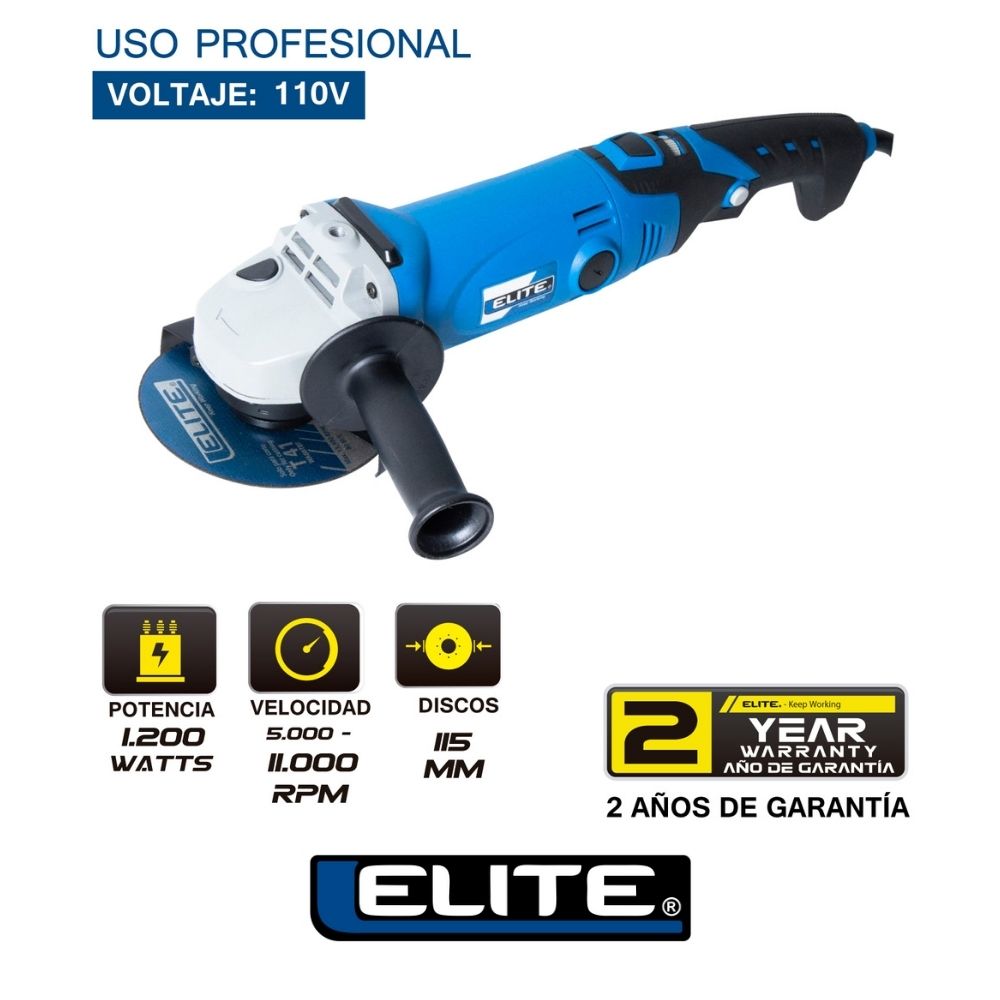 ESMERILADORA ANGULAR 4-1/2 PULGADAS1200W 11,000RPM 110V 60HZ