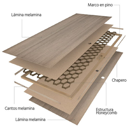 PUERTA PARA INTERIOR HONEY COMB IMBUIA QUARTIER (2X7)
