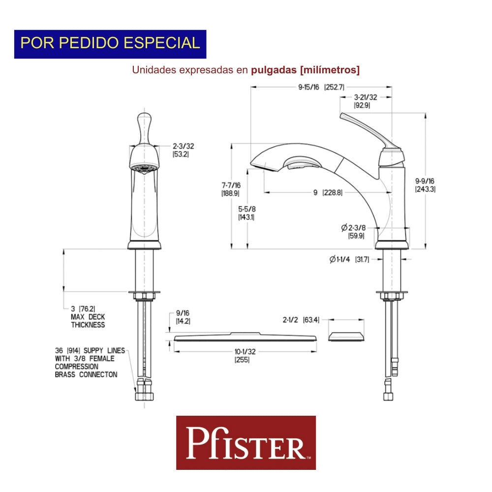 LLAVE DE FREGADOR CANTARA PULL/OUT F5347CRC