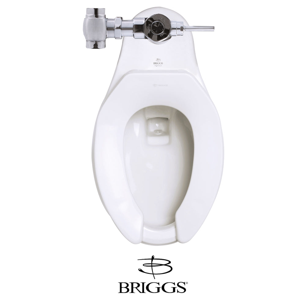 TAZA DE FLUXOMETRO CARLTON ADA HET CON SPUD METÁLICO Y ASIENTO SIN TAPA BRIGGS COLOR BLANCO