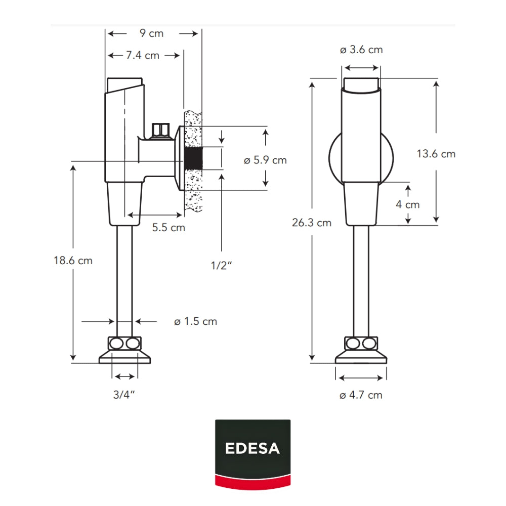 FLUXOMETRO PUSH TEMPO PLUS PARA URINAL - EDESA