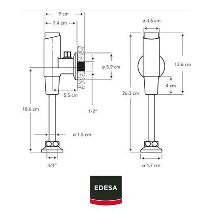 FLUXOMETRO PUSH TEMPO PLUS PARA URINAL - EDESA