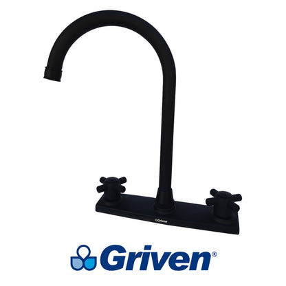 LLAVE DOBLE DE FREGADOR TIPO CUELLO ALTO 8 PULGADAS NEGRO GRIVEN A367-BF801