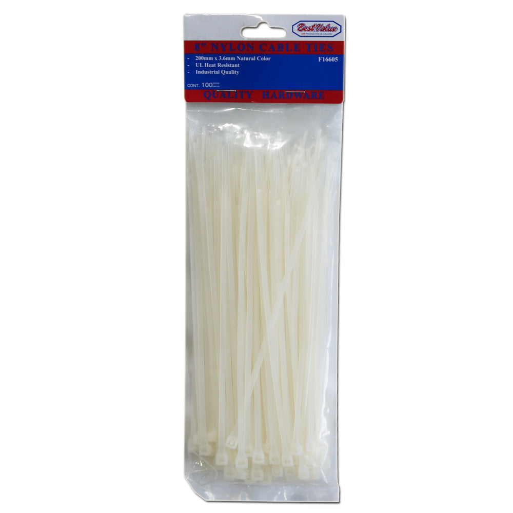 ZUNCHO PLASTICO BLANCO DE 8 PULGADAS X 3.6mm BEST VALUE