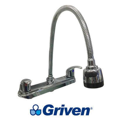 LLAVE DOBLE CUELLO FLEXIBLE DE FREGADOR GRIVEN GV-FXN-CR