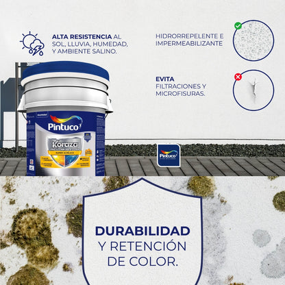 PINTURA ACRILICA KORAZA SOL Y LLUVIA ANTIHONGOS BASE ACCENT TANQUE 5 GL (18.925L) 10295713 PINTUCO