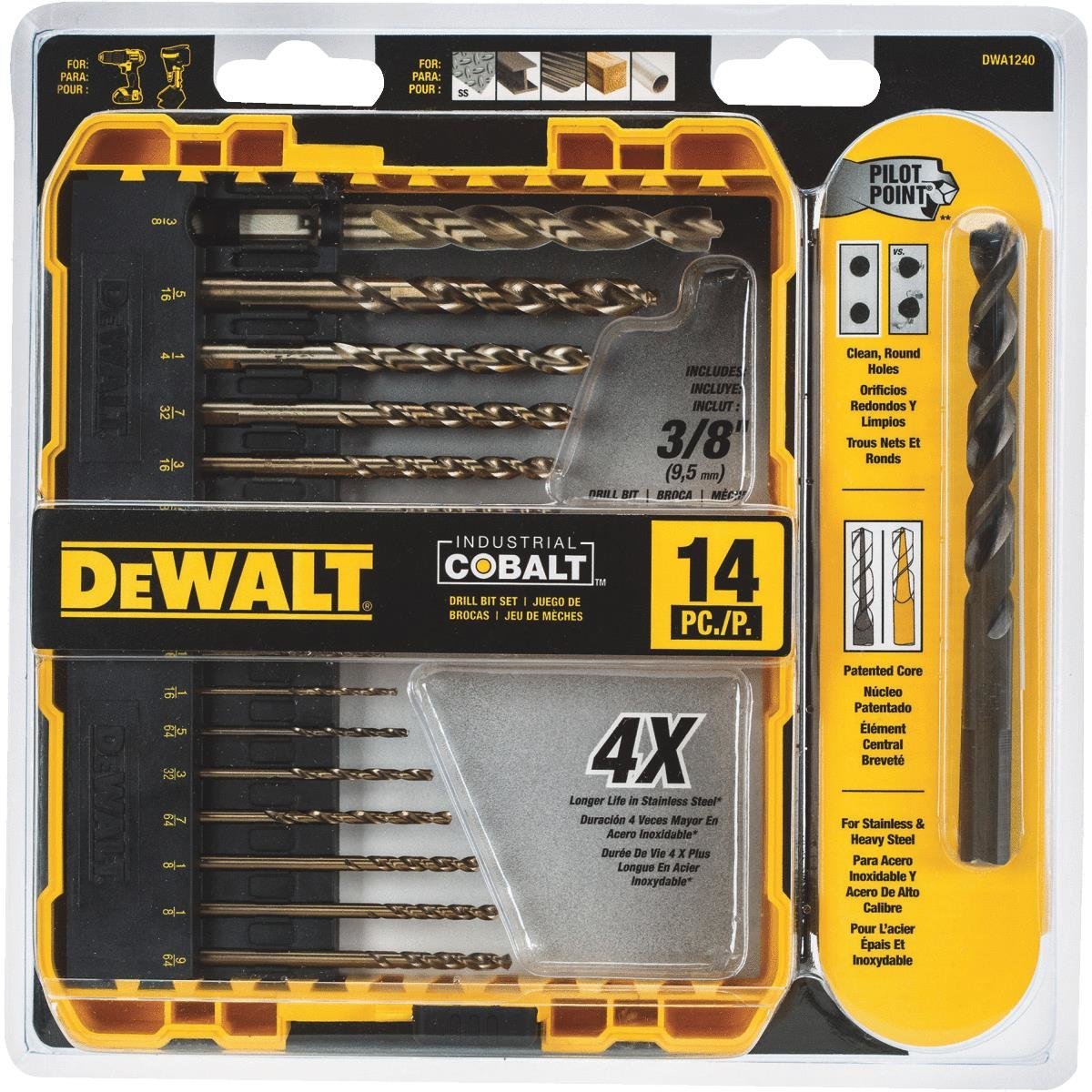 SET DE BROCA DE COBALTO 14 PIEZAS DEWALT  (DWA1240)