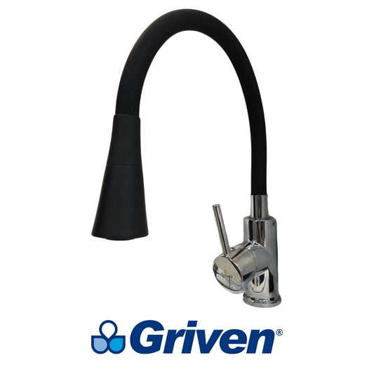 LLAVE MONOMANDO DE FREGADOR CUELLO FLEXIBLE NEGRO GRIVEN A367-SH700B-BK-3-8