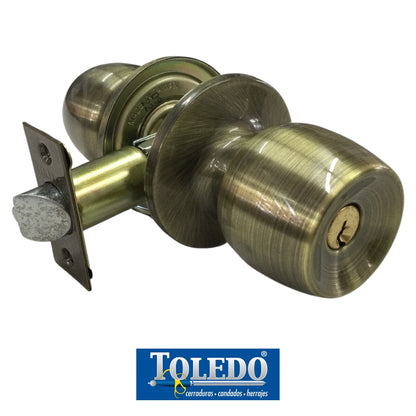 CERRADURA DE POMO MALAGA LLAVE-BOTON BRONCE ANTIGUO TOLEDO