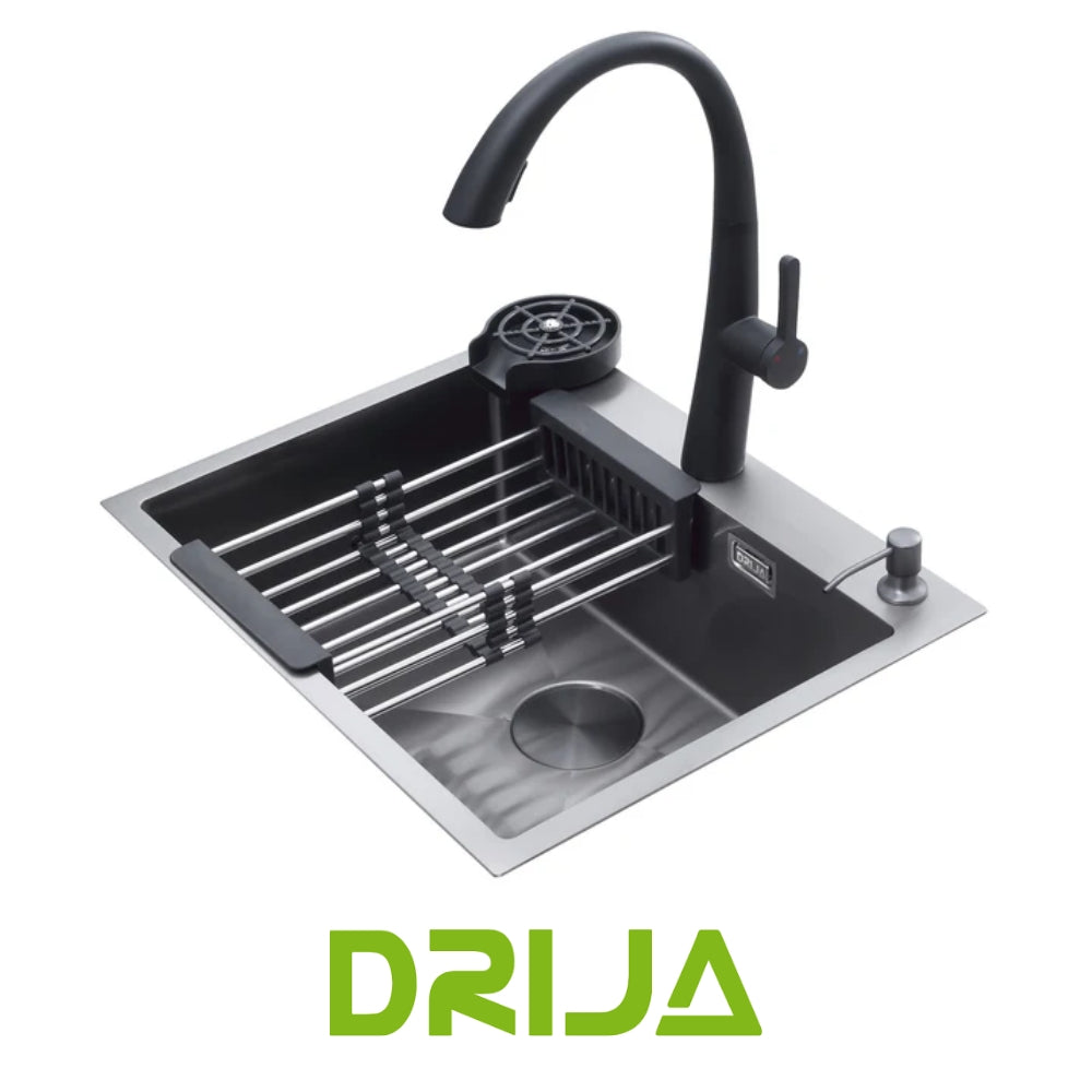 FREGADOR DE EMPOTRAR SENCILLO DE ACERO INOXIDABLE SATINADO 61CM DE LUJO (RAGUSA 61)