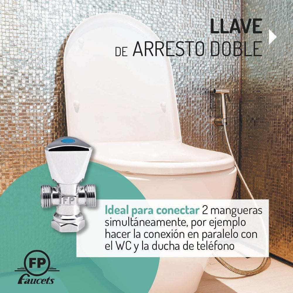 LLAVE DE ARRESTO 1/2 PULGADAS X 1/2 PULGADAS DOBLE SALIDA BM-LLAA