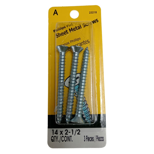 TORNILLO PARA LAMINA ZINCADO CAB PLANA PHILLIPS #14 x 2-1/2 PULGADAS