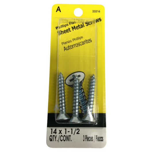 TORNILLO PARA LAMINA ZINCADO CAB PLANA PHILLIPS #14 x 1-1/2 PULGADAS