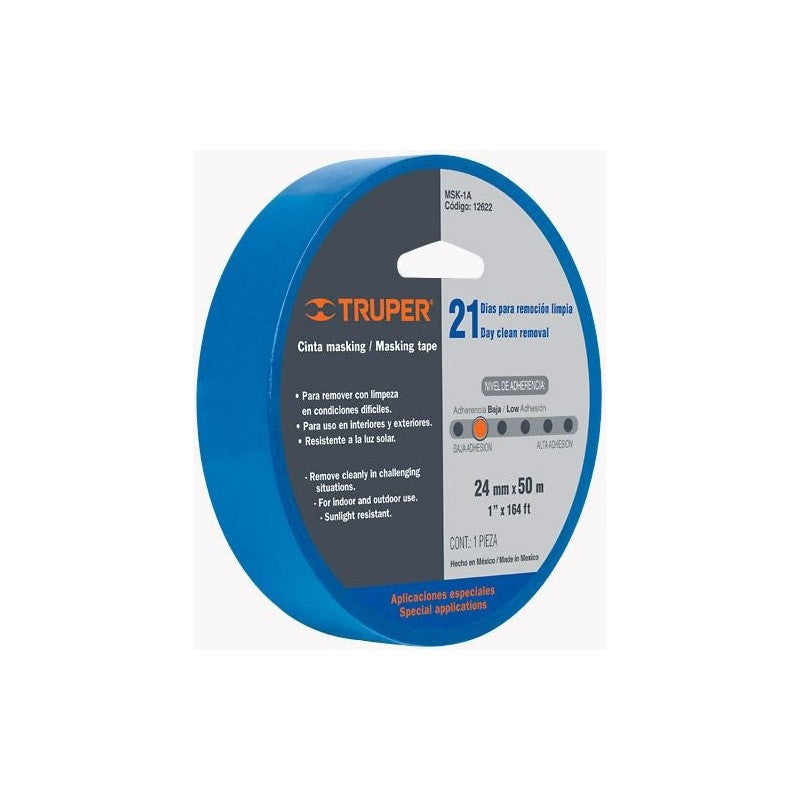 MASKING TAPE AZUL 1 1/2 PULGADAS X 50m X 0.13mm TRUPER