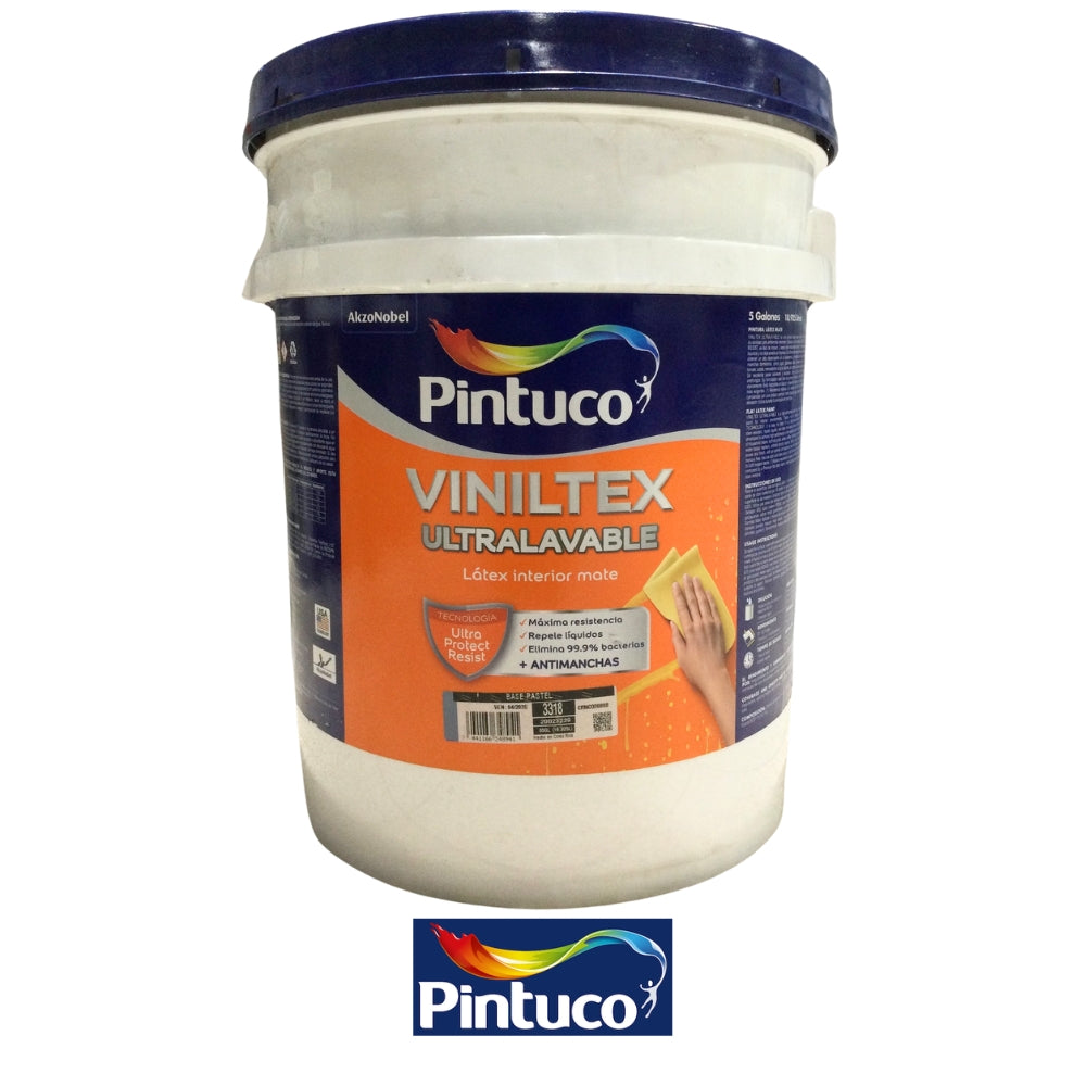 PINTURA VINILTEX ULTRALAVABLE MATE BASE WHITE  5GL (18.925L) PINTUCO