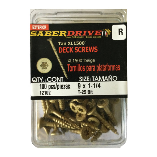 TORNILLO PARA MADERA CABEZA TORX COLOR LATON XL 1500 #9 x 1-1/4 PULGADAS