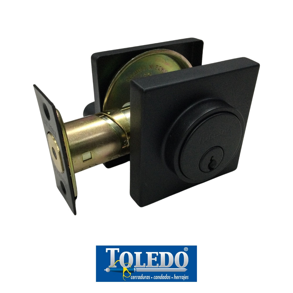 CERRADURA DEADBOLT MODELO LUGO CUADRADO ACABADO NEGRO
