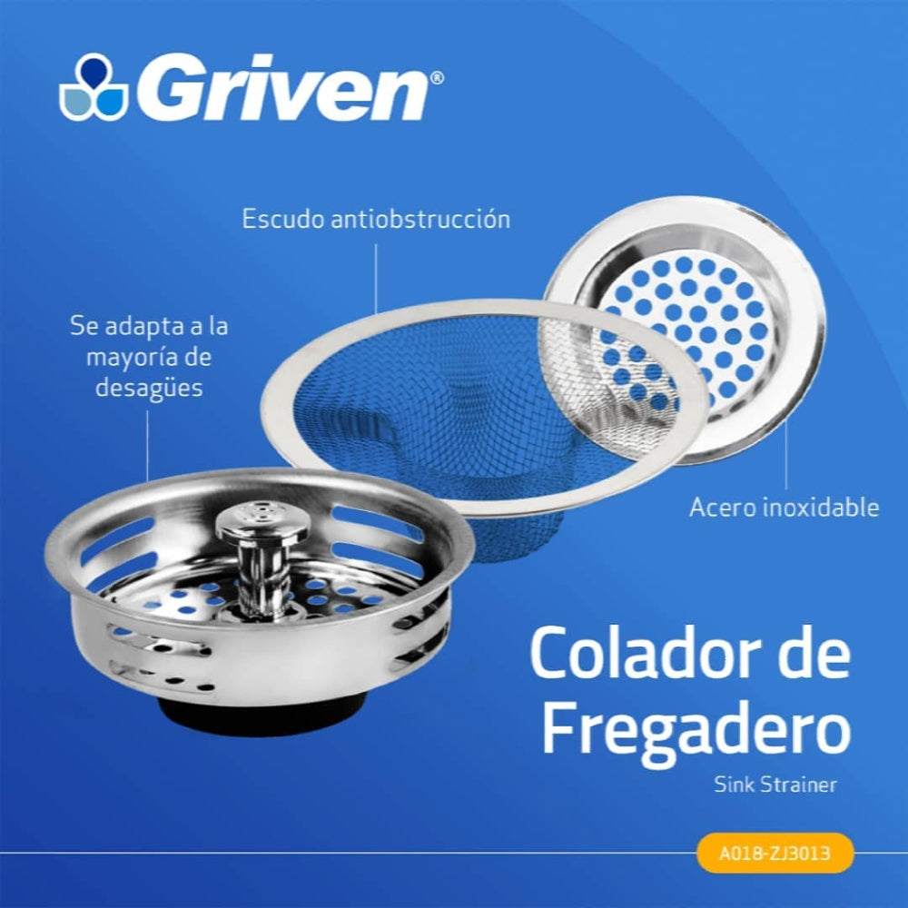 FILTRO COLADOR PARA FREGADERO SET X3 PIEZAS GRIVEN A018-ZJ3013