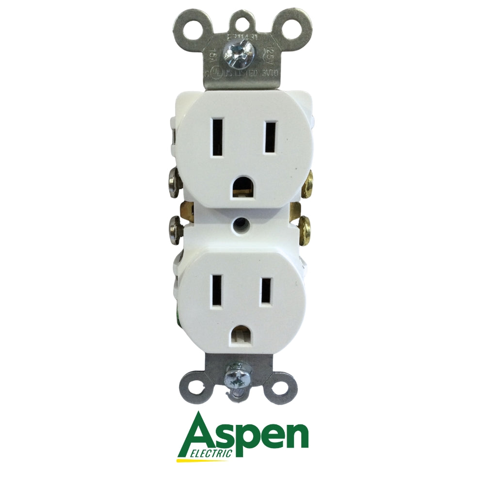 TOMA CORRIENTE DOBLE BLANCO 15A/125V UL ASPEN