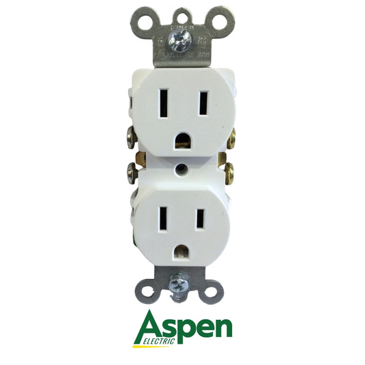 TOMA CORRIENTE DOBLE BLANCO 15A/125V UL ASPEN