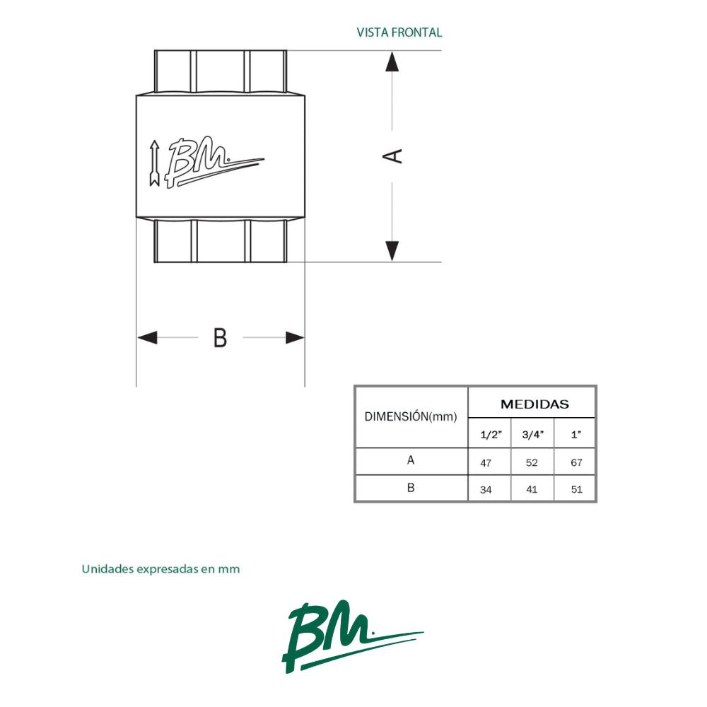 VALVULA CHECK 3/4 PULGADAS BM-VCK3/4