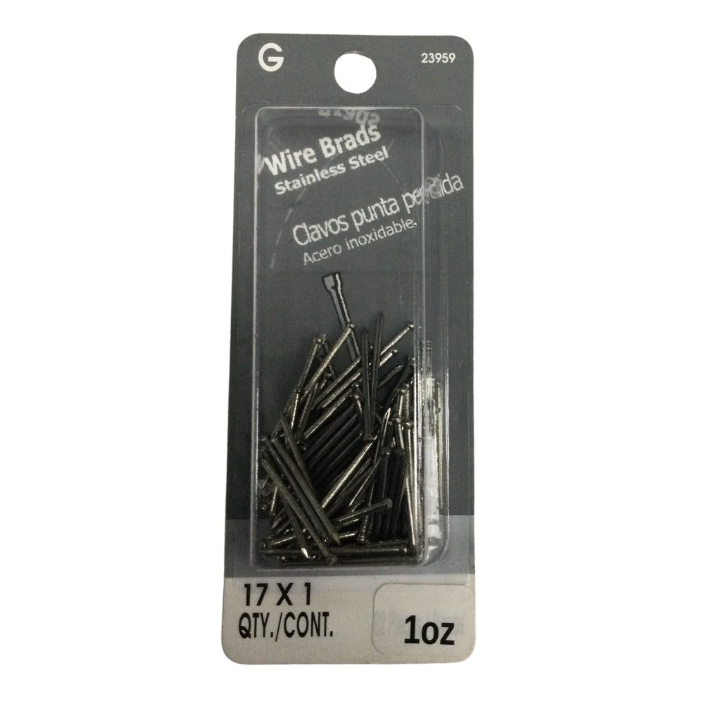 CLAVO DE ALAMBRE SIN CABEZA ACERO INOXIDABLE 17GA X 1 PULGADAS