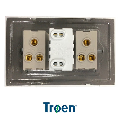 TOMACORRIENTE DOBLE BLANCO CON PUERTO USB