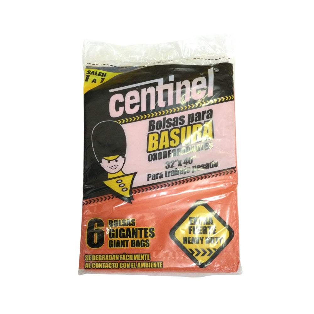 BOLSA PARA BASURA OXODEGRADABLES 32 PULGADAS X 40 PULGADAS CENTINEL HEAVY 6UNID