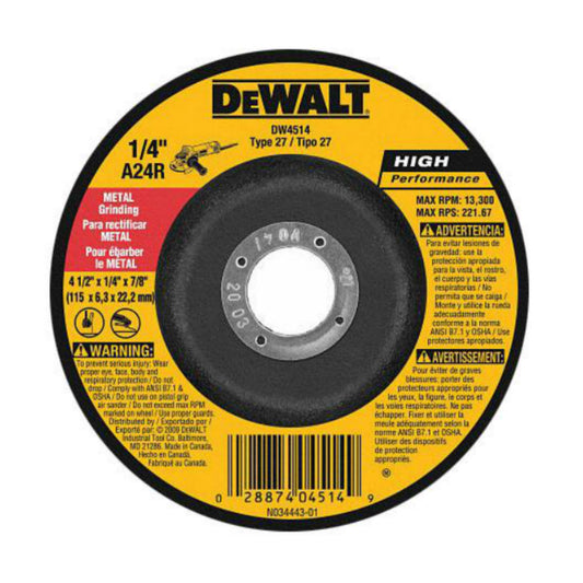 DISCO DESBASTE METAL 4-1/2X1/4X7/8P/ (DW4514F)