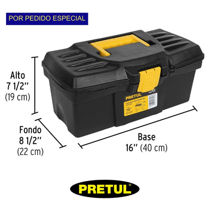 CAJA DE HERRAMIENTA NEGRO/AMARILLO PRETUL 16 PULGADAS