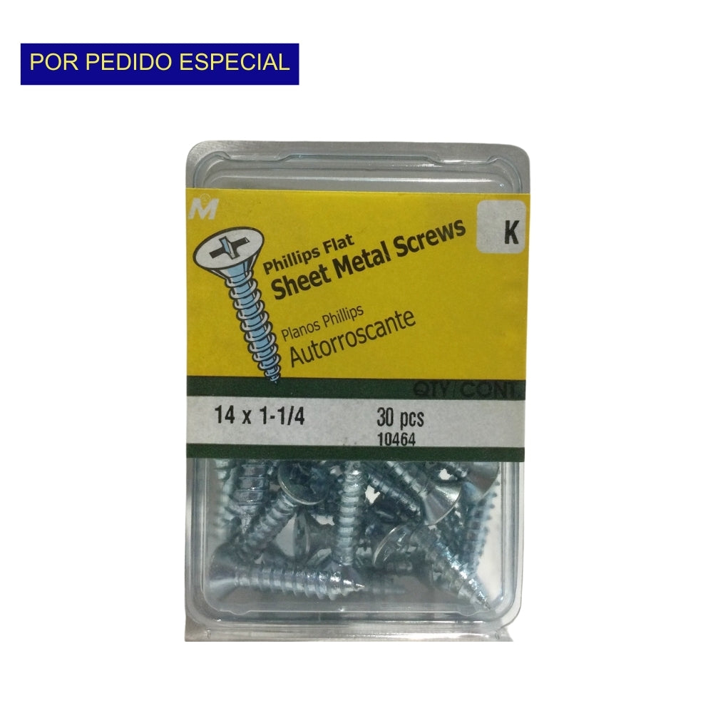 TORNILLO PARA LAMINA ZINCADO CAB PLANA PHILLIPS #14 x 1-1/4 PULGADAS
