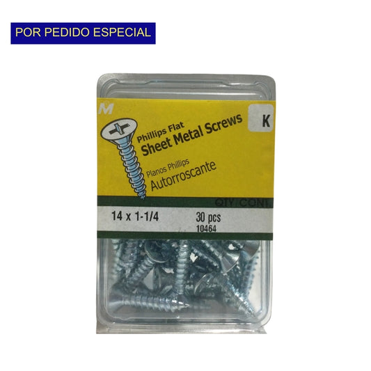 TORNILLO PARA LAMINA ZINCADO CAB PLANA PHILLIPS #14 x 1-1/4 PULGADAS
