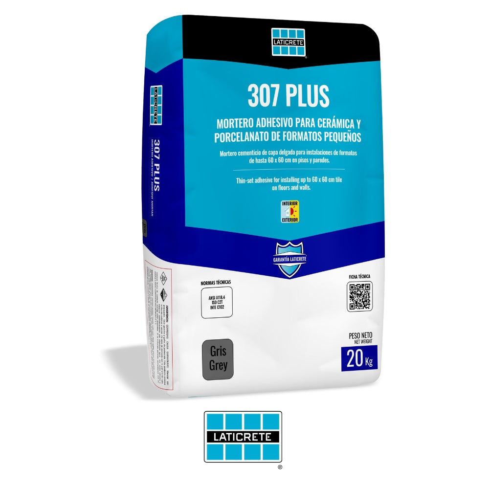 PEGAMENTO PARA CERAMICA LATICRETE 307 PLUS GRIS 20 KG